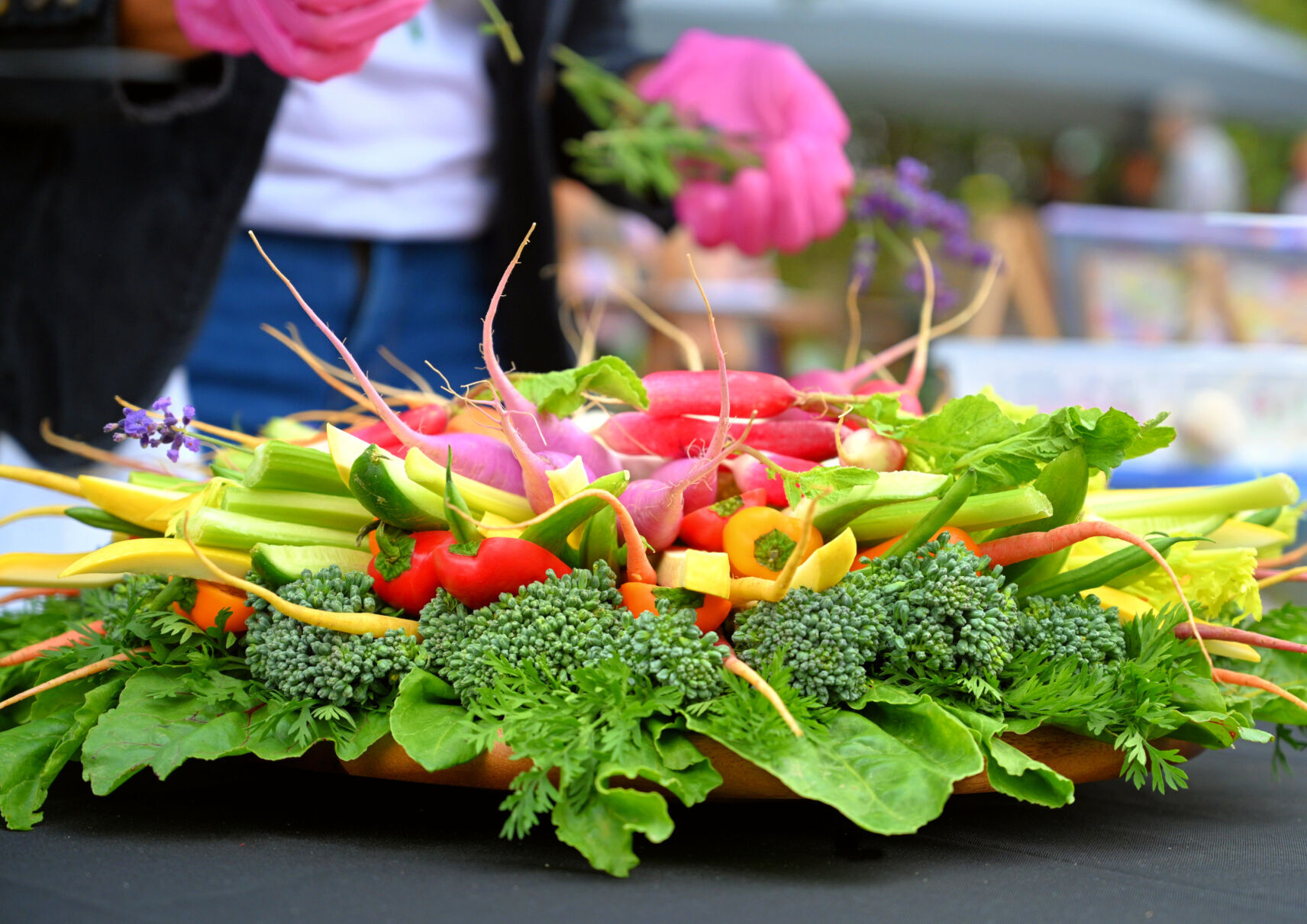 Fresh fruits and vegetables make up a Charcuterie Board made by Amazing Grazing at Babé Farms during Farm Day Saturday.
